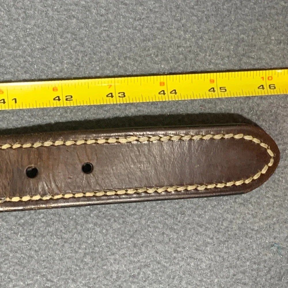 Tommy Hilfiger Mens XL Brown Leather Belt Solid Brass Buckle Grunge Rustic‎